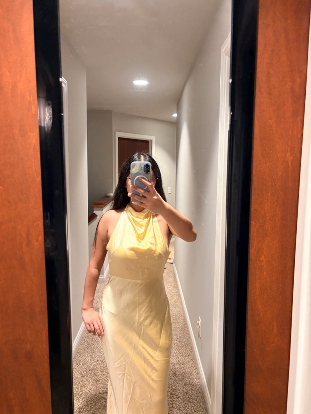Gelato Pearl Strap Halter Maxi Dress | Butter - Picture 3 of 4